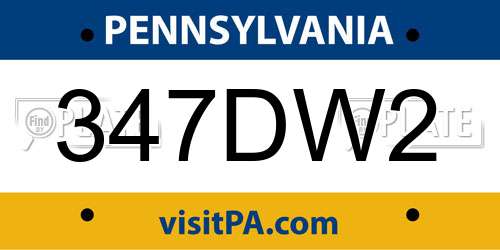347DW2 Pennsylvania License Plate
