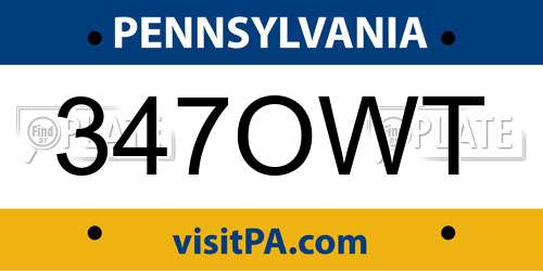 347OWT Pennsylvania License Plate