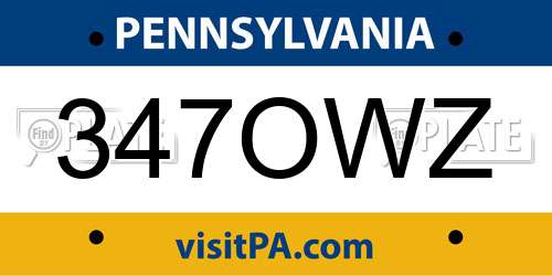 347OWZ Pennsylvania License Plate