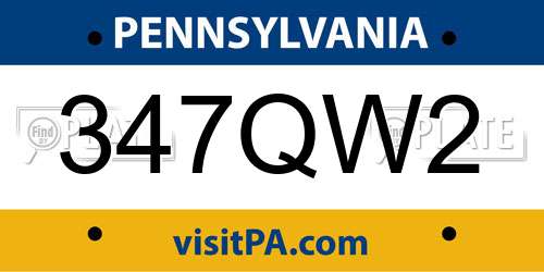 347QW2 Pennsylvania License Plate