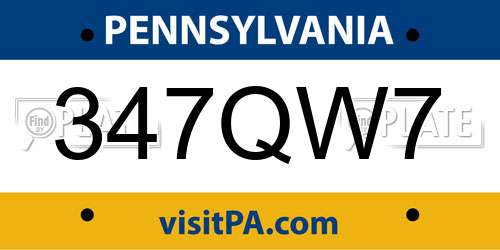 347QW7 Pennsylvania License Plate