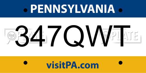 347QWT Pennsylvania License Plate