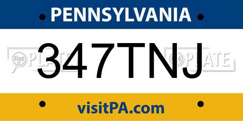 347TNJ Pennsylvania License Plate