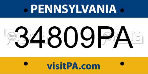 34809PA Pennsylvania License Plate