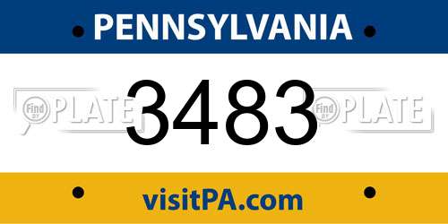 3483 Pennsylvania License Plate