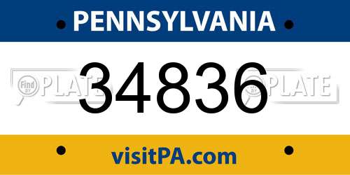 34836 Pennsylvania License Plate