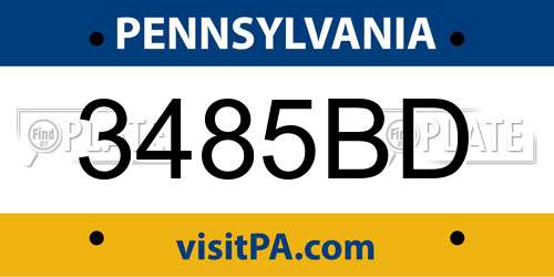 3485BD Pennsylvania License Plate