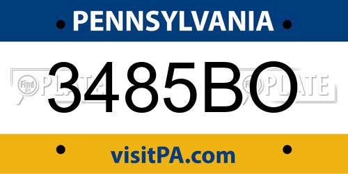 3485BO Pennsylvania License Plate