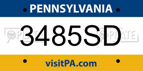 3485SD Pennsylvania License Plate