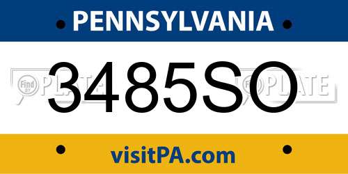 3485SO Pennsylvania License Plate