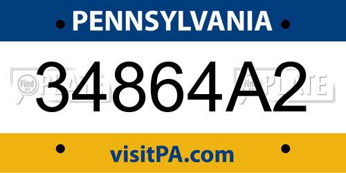 34864A2 Pennsylvania License Plate