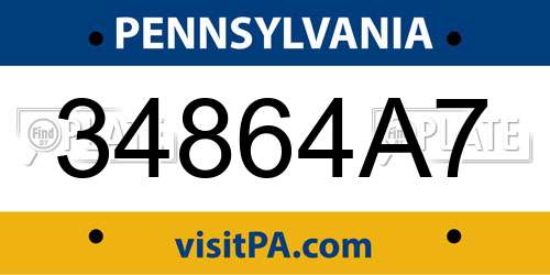 34864A7 Pennsylvania License Plate