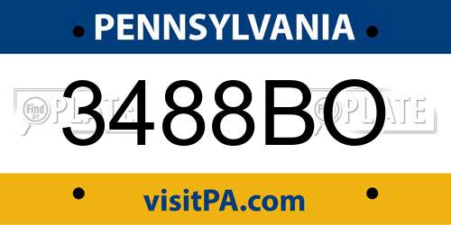 3488BO Pennsylvania License Plate