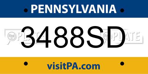 3488SD Pennsylvania License Plate