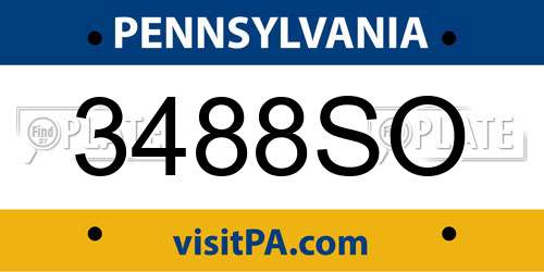 3488SO Pennsylvania License Plate