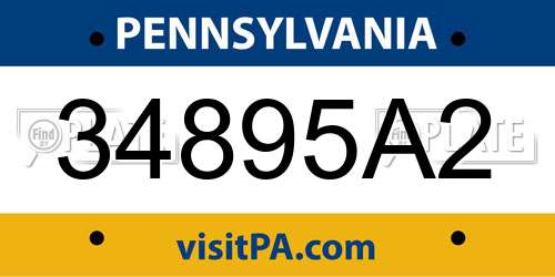 34895A2 Pennsylvania License Plate