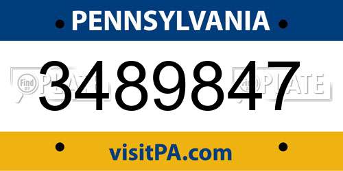 3489847 Pennsylvania License Plate