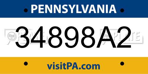 34898A2 Pennsylvania License Plate