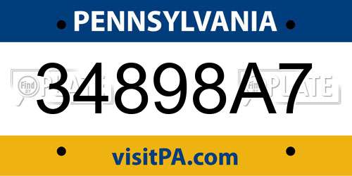 34898A7 Pennsylvania License Plate