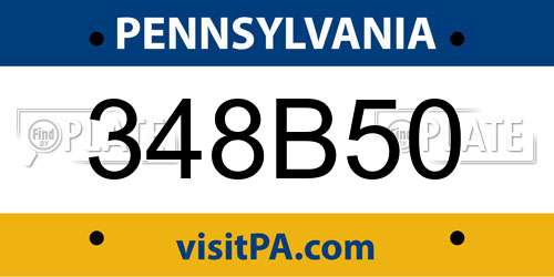 348B50 Pennsylvania License Plate