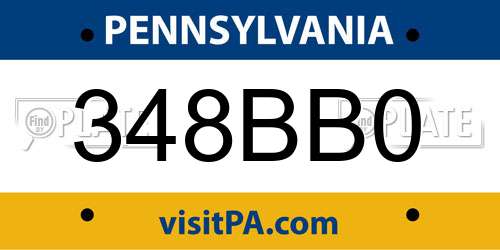 348BB0 Pennsylvania License Plate