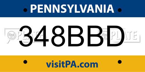 348BBD Pennsylvania License Plate