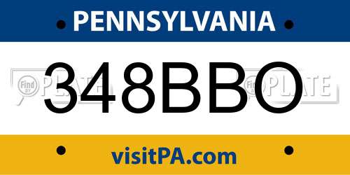 348BBO Pennsylvania License Plate