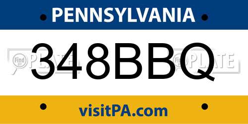 348BBQ Pennsylvania License Plate