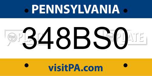348BS0 Pennsylvania License Plate