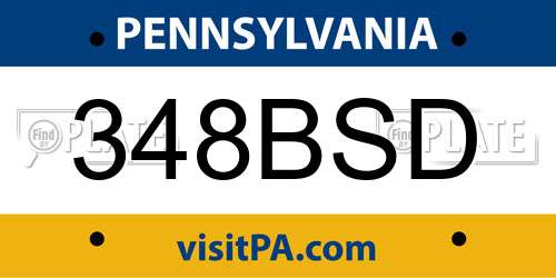348BSD Pennsylvania License Plate