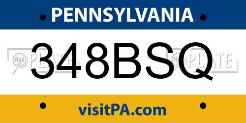 348BSQ Pennsylvania License Plate