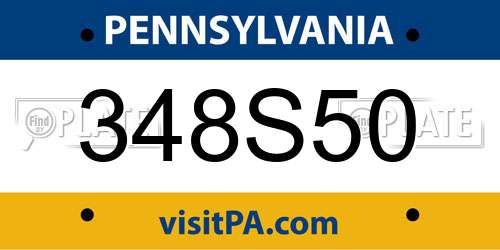 348S50 Pennsylvania License Plate