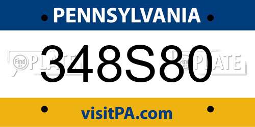 348S80 Pennsylvania License Plate