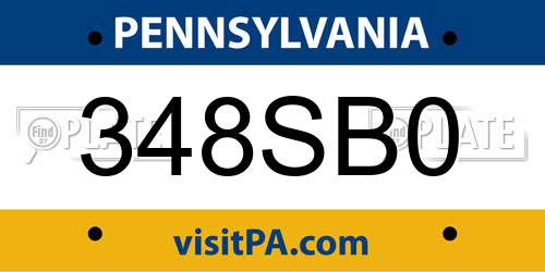348SB0 Pennsylvania License Plate