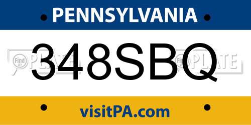 348SBQ Pennsylvania License Plate