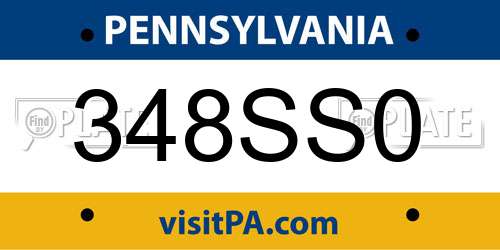 348SS0 Pennsylvania License Plate