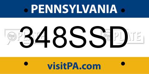 348SSD Pennsylvania License Plate