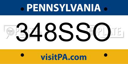 348SSO Pennsylvania License Plate