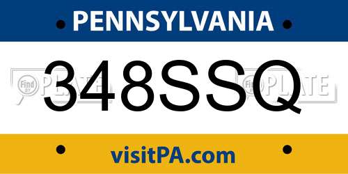 348SSQ Pennsylvania License Plate