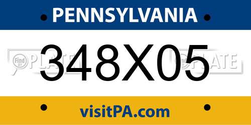 348X05 Pennsylvania License Plate