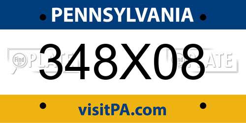348X08 Pennsylvania License Plate