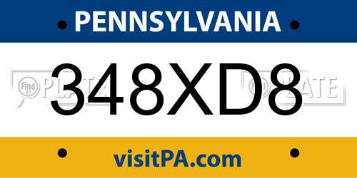 348XD8 Pennsylvania License Plate