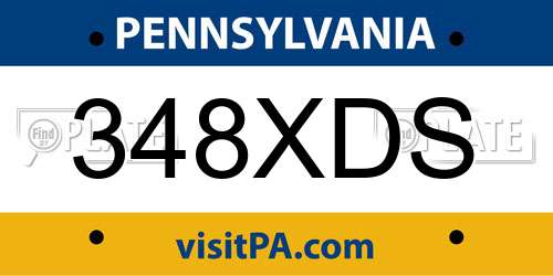 348XDS Pennsylvania License Plate