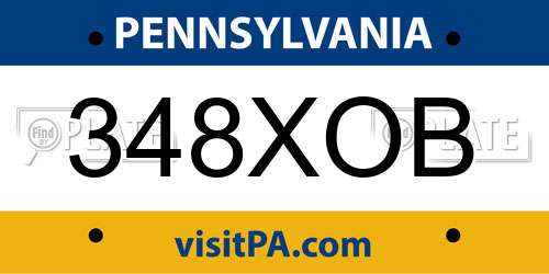 348XOB Pennsylvania License Plate