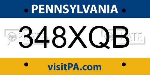 348XQB Pennsylvania License Plate