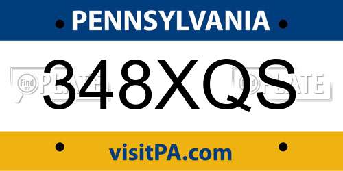 348XQS Pennsylvania License Plate