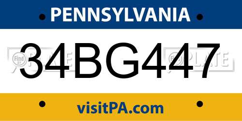 34BG447 Pennsylvania License Plate