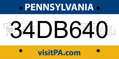 34DB640 Pennsylvania License Plate