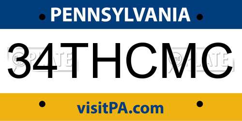 34THCMC Pennsylvania License Plate