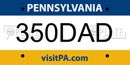 350DAD Pennsylvania License Plate
